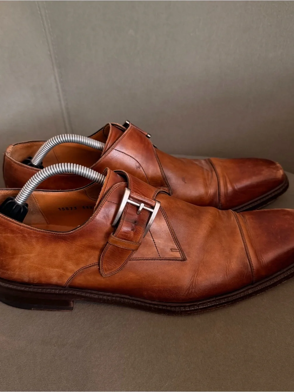Magnanni Mens Size US11.5 EU44.5 Manning Cuero Marco II Monk Strap Leather Shoe